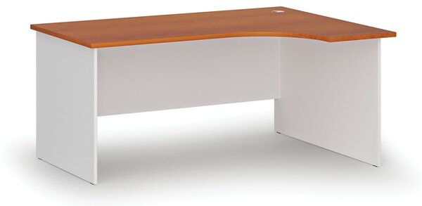 Rohový kancelářský psací stůl PRIMO WHITE, 160x120 cm, pravý, bílá/třešeň