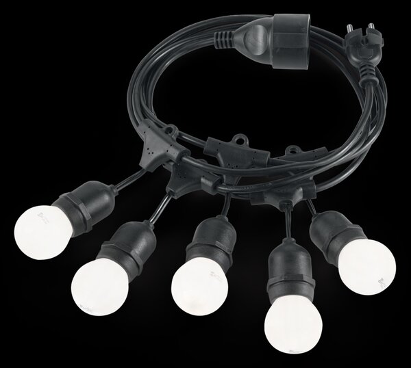 Ideal Lux 159836 venkovní závěsný světelný řetěz 5x15W|E27|IP44 - černý