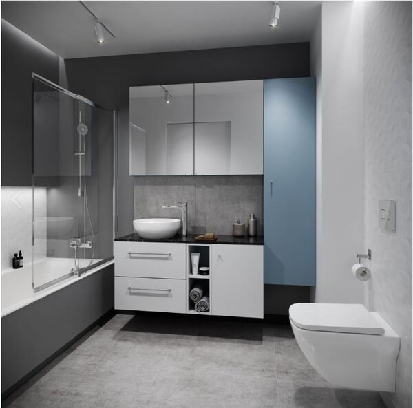 Cersanit Larga square Clean On, závěsná wc mísa 3/5 l + sedátko s pomalým zavíráním z duroplastu, bílá, S701-473