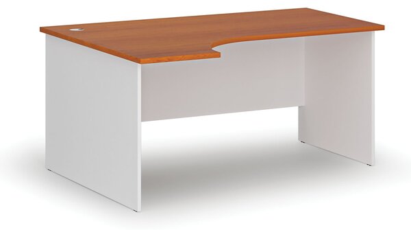 Rohový kancelářský psací stůl PRIMO WHITE, 160x120 cm, levý, bílá/třešeň