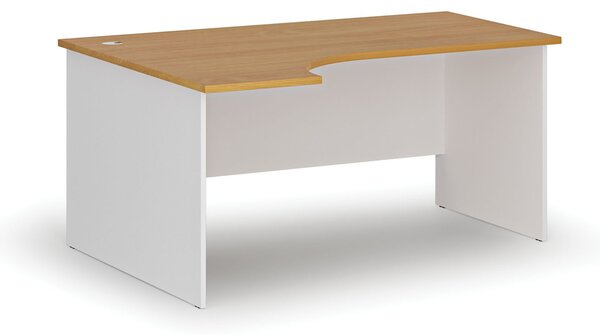 Rohový kancelářský psací stůl PRIMO WHITE, 160x120 cm, levý, bílá/buk