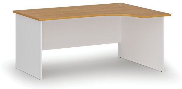 Rohový kancelářský psací stůl PRIMO WHITE, 160x120 cm, pravý, bílá/buk