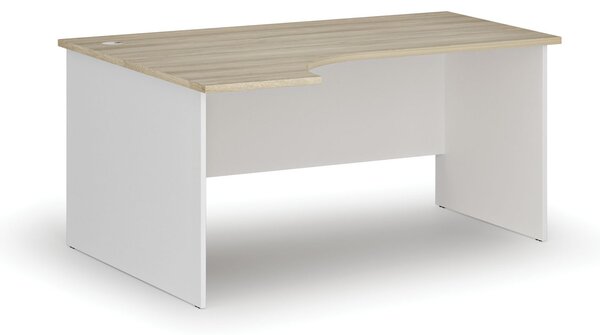 Rohový kancelářský psací stůl PRIMO WHITE, 160x120 cm, levý, bílá/dub přírodní
