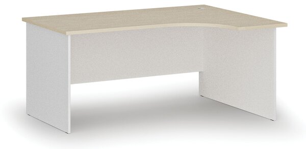 Rohový kancelářský psací stůl PRIMO WHITE, 160x120 cm, pravý, bílá/dub přírodní