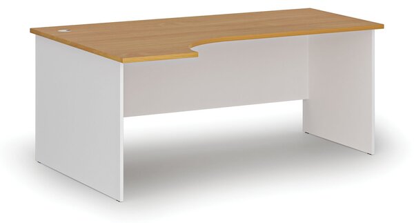 Rohový kancelářský psací stůl PRIMO WHITE, 180x120 cm, levý, bílá/buk