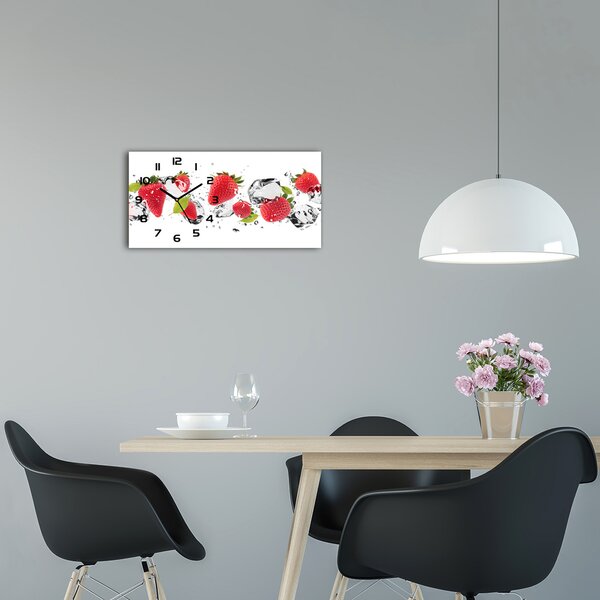 Skleněné hodiny na stěnu Jahody a voda pl_zsp_60x30_f_52519190