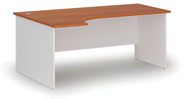 Rohový kancelářský psací stůl PRIMO WHITE, 180x120 cm, levý, bílá/třešeň