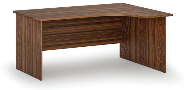 Rohový kancelářský psací stůl PRIMO WOOD, 160x120 cm, pravý, ořech