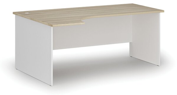 Rohový kancelářský psací stůl PRIMO WHITE, 180x120 cm, levý, bílá/dub přírodní