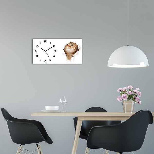 Moderní skleněné hodiny na stěnu Kočka pl_zsp_60x30_f_52539481