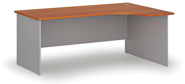 Rohový kancelářský psací stůl PRIMO GRAY, 180x120 cm, pravý, šedá/třešeň