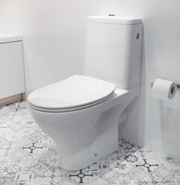 Cersanit Moduo - WC Kombi zadní odpad 3/5 CLEAN ON+WC sedátko duroplast SLIM, Bílá, K116-001