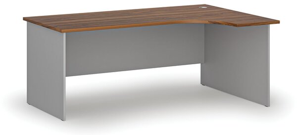 Rohový kancelářský psací stůl PRIMO GRAY, 180x120 cm, pravý, šedá/ořech