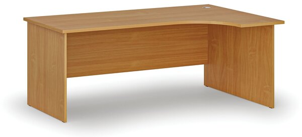 Rohový kancelářský psací stůl PRIMO WOOD, 180x120 cm, pravý, buk