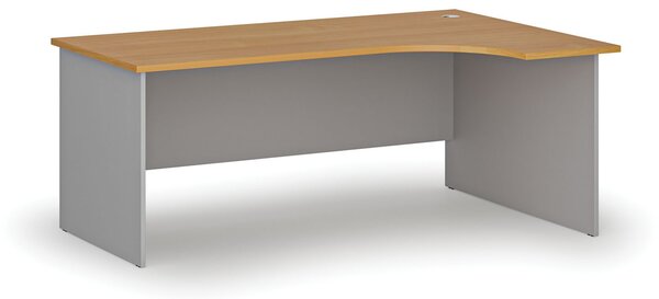 Rohový kancelářský psací stůl PRIMO GRAY, 180x120 cm, pravý, šedá/buk