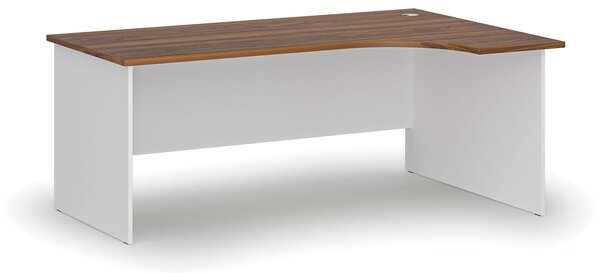 Rohový kancelářský psací stůl PRIMO WHITE, 180x120 cm, pravý, bílá/ořech