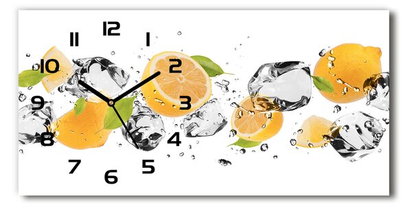 Skleněné hodiny na stěnu tiché Citron a voda pl_zsp_60x30_f_52519204