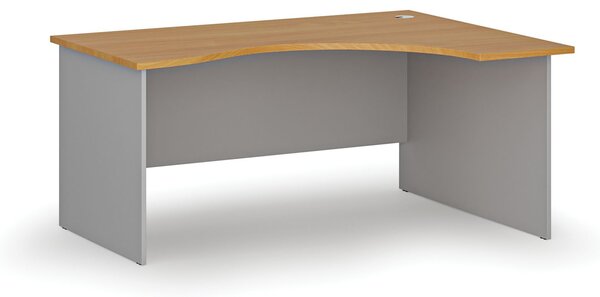 Ergonomický kancelářský psací stůl PRIMO GRAY, 160x120 cm, pravý, šedá/buk