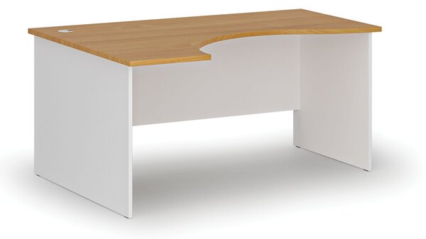 Ergonomický kancelářský psací stůl PRIMO WHITE, 160x120 cm, levý, bílá/buk