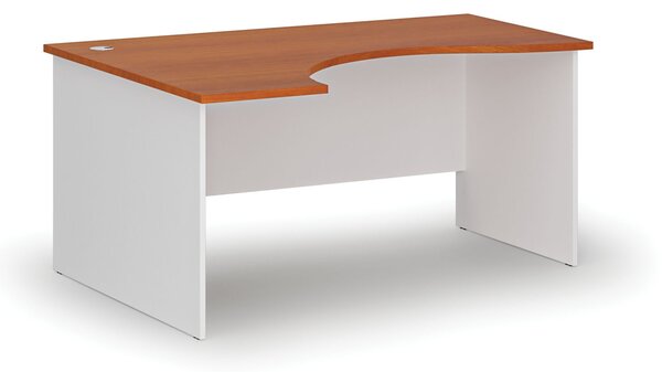 Ergonomický kancelářský psací stůl PRIMO WHITE, 160x120 cm, levý, bílá/třešeň