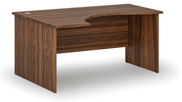 Ergonomický kancelářský psací stůl PRIMO WOOD, 160x120 cm, levý, ořech