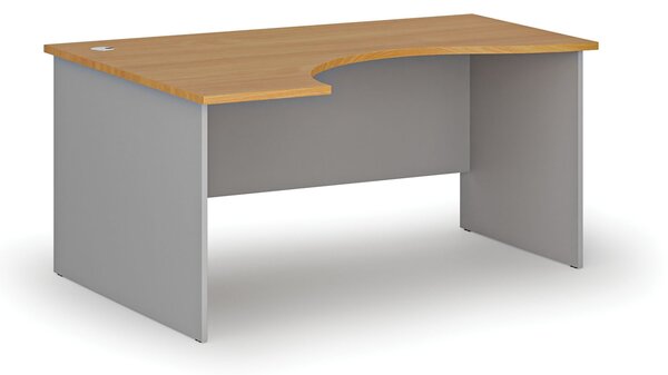 Ergonomický kancelářský psací stůl PRIMO GRAY, 160x120 cm, levý, šedá/buk