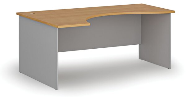 Ergonomický kancelářský psací stůl PRIMO GRAY, 180x120 cm, levý, šedá/buk