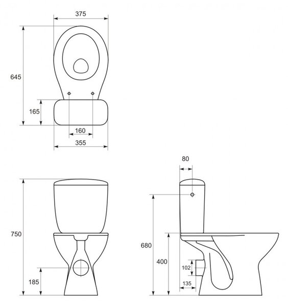 Cersanit PRESIDENT - WC kombi + antibakteriální sedátko z duroplastu, K08-038