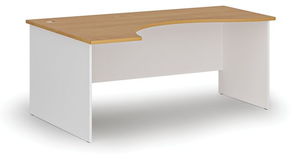 Ergonomický kancelářský psací stůl PRIMO WHITE, 180x120 cm, levý, bílá/buk