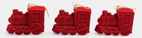 Sinsay - Vánoční baňky ve tvaru lokomotivy 3 pack - červená