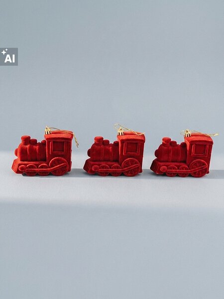 Sinsay - Vánoční baňky ve tvaru lokomotivy 3 pack - červená