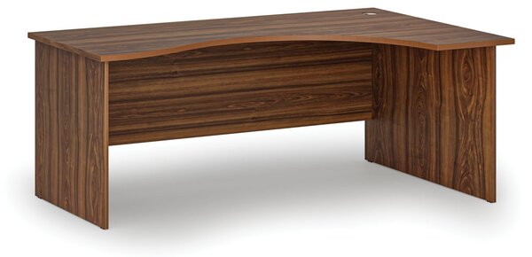 Ergonomický kancelářský psací stůl PRIMO WOOD, 180x120 cm, pravý, ořech