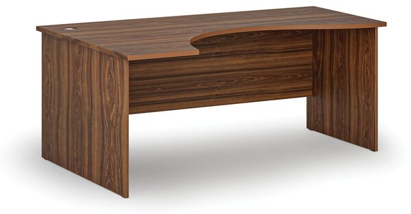 Ergonomický kancelářský psací stůl PRIMO WOOD, 180x120 cm, levý, ořech