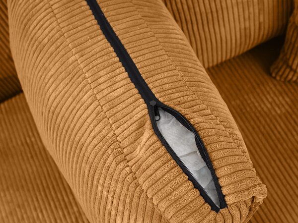 Hořčicová rohová pohovka SMART COSARO, oboustranná + 2 polštářky ZDARMA