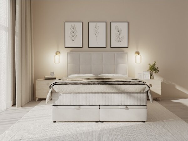 Čalouněná postel s matracemi a úložným prostorem GRACE 180x200 cm šedá