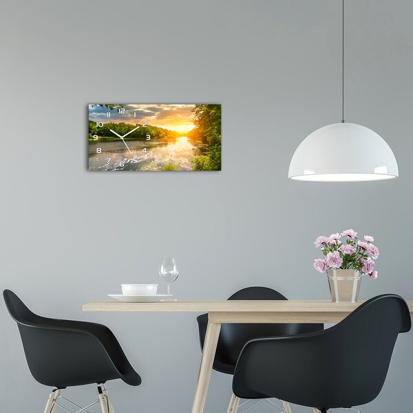 Skleněné hodiny na stěnu Západ slunce nad řekou pl_zsp_60x30_f_54835338