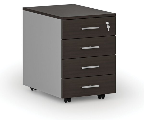 Kancelářský mobilní kontejner PRIMO GRAY, 4 zásuvky, šedá/wenge