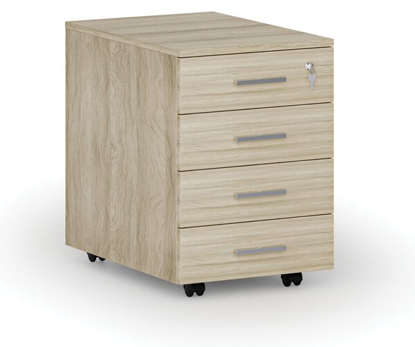 Kancelářský mobilní kontejner PRIMO WOOD, 4 zásuvky, dub přírodní
