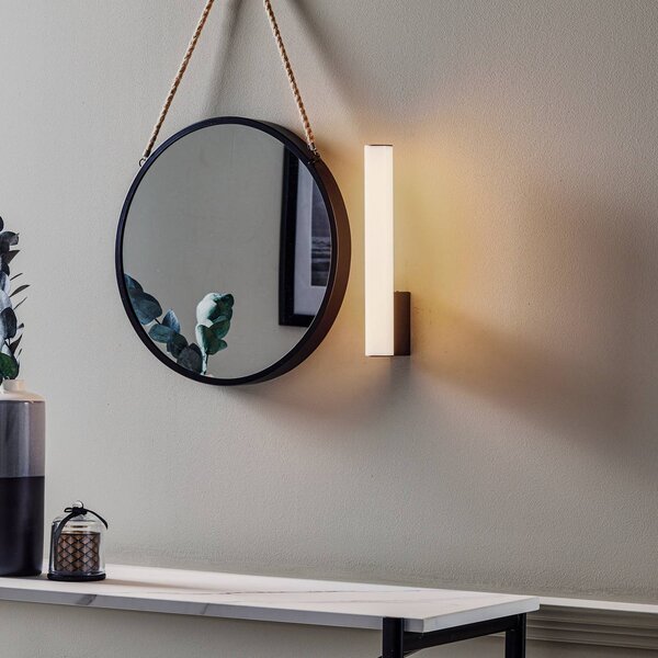 Helestra Loom LED osvětlení zrcadla černá 30 cm, Bílá / opál, Koupelna, Plast, Moderní