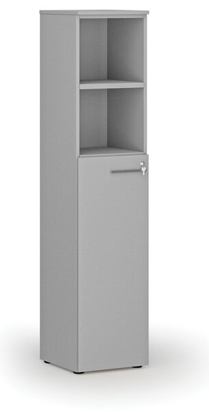 Kombinovaná kancelářská skříň PRIMO GRAY, dveře na 3 patra, 400 x 420 x 1781 mm, šedá