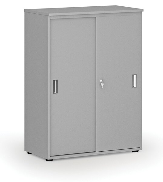 Kancelářská skříň se zasouvacími dveřmi PRIMO GRAY, 800 x 420 x 1087 mm, šedá