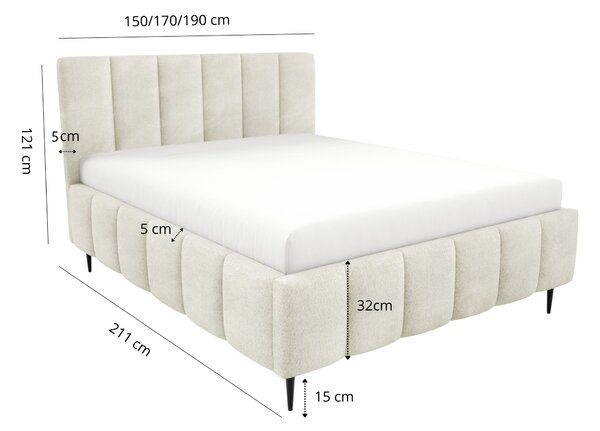 Manželská čalouněná postel 140x200 SERAFINA LEG - koniak