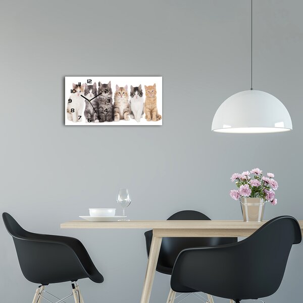 Moderní skleněné hodiny na stěnu Šest koček pl_zsp_60x30_f_57635875