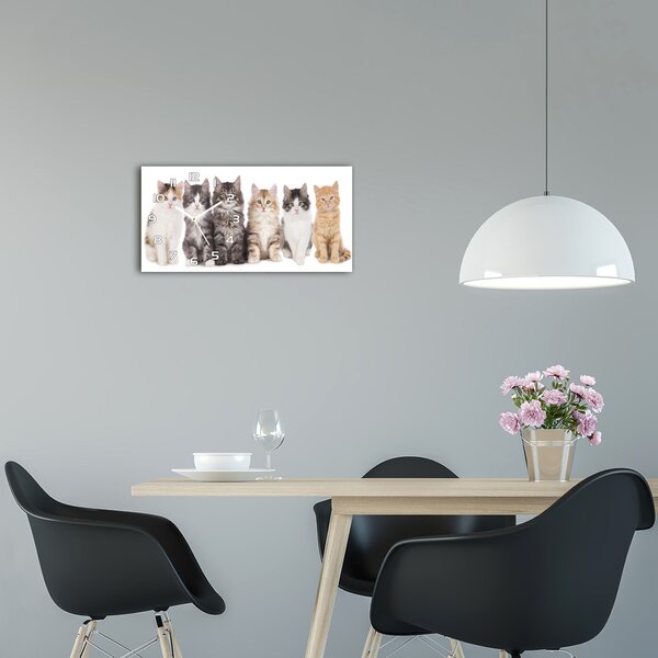 Moderní skleněné hodiny na stěnu Šest koček pl_zsp_60x30_f_57635875
