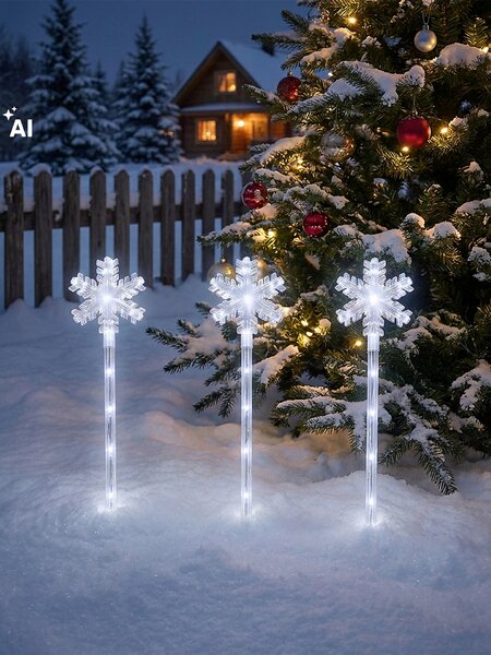 Sinsay - Sada zapichovacích LED zahradních světel s motivem hvězdičky 3 pack - krémová