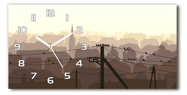 Skleněné hodiny na stěnu Město vysoké napětí pl_zsp_60x30_f_57666255
