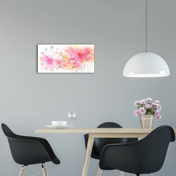 Moderní skleněné hodiny na stěnu Květiny pl_zsp_60x30_f_58101440
