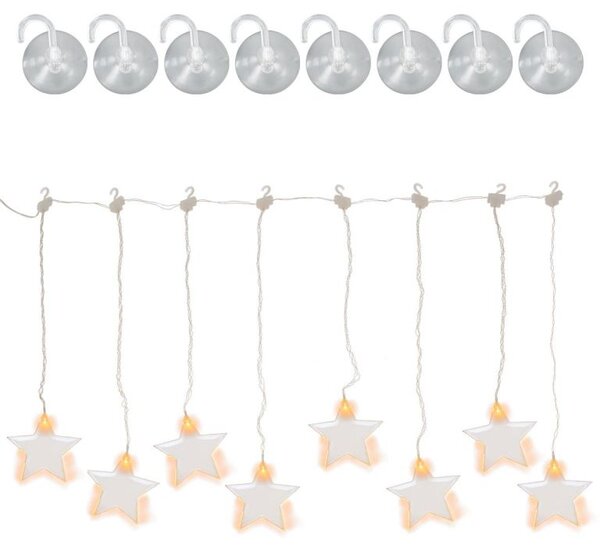 Vánoční světelný závěs, hvězdy, 8 LED, teple bílý