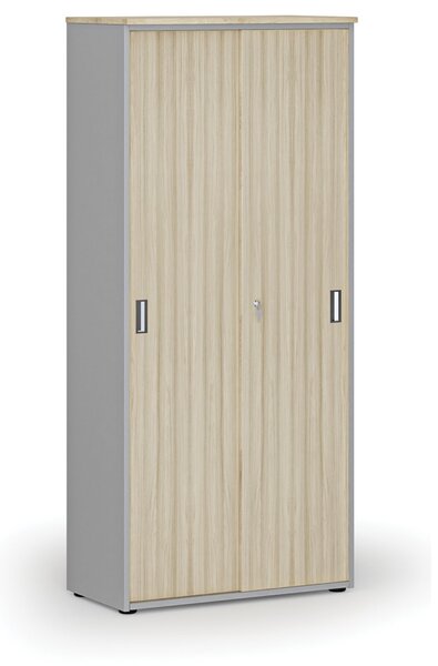 Skříň se zasouvacími dveřmi PRIMO GRAY, 800 x 420 x 1781 mm, šedá/dub přírodní