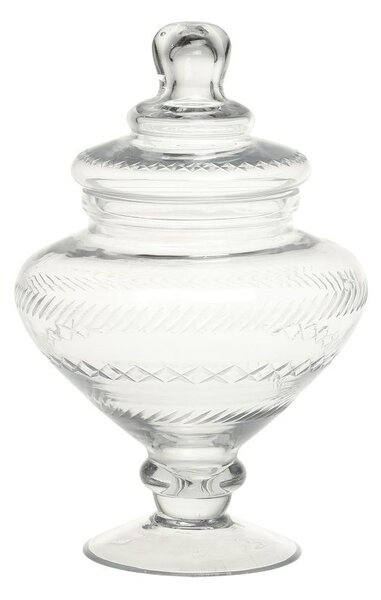 Skleněná nádoba dóza na noze s víkem Trinna - Ø 15*23 cm / 1 L - Chic Antique